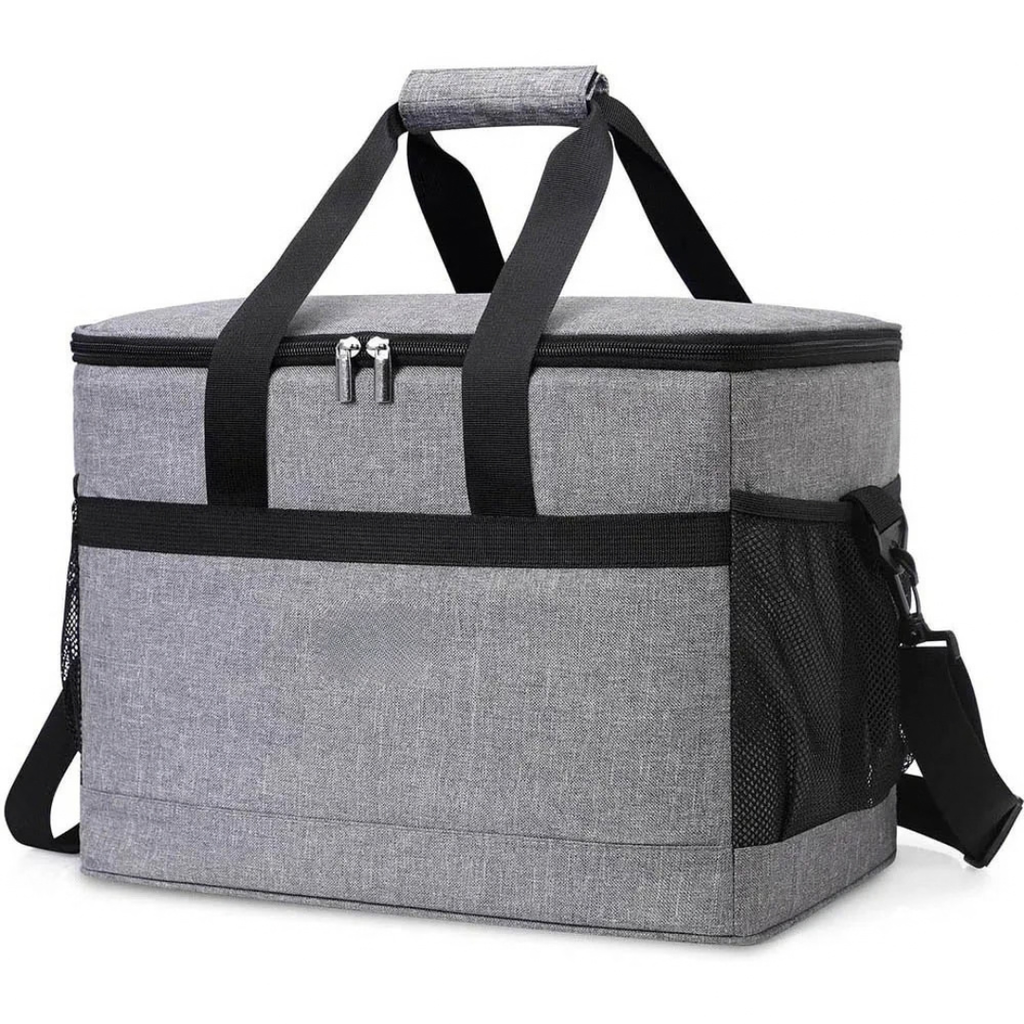 35L Large Capacity Collapsible Cooler Bag Insulated Lunch Box Picnic Cooling Bag Outdoor Travel Camping BBQ Party Grey 42×28×31cm