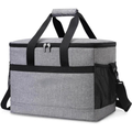 35L Large Capacity Collapsible Cooler Bag Insulated Lunch Box Picnic Cooling Bag Outdoor Travel Camping BBQ Party Grey 42×28×31cm