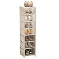 Metal Frame Shoe Rack Multi Tier Fabric Shelves Space Saving Sneaker Sandal Storage Organizer Entryway White 7 Grid 124cm