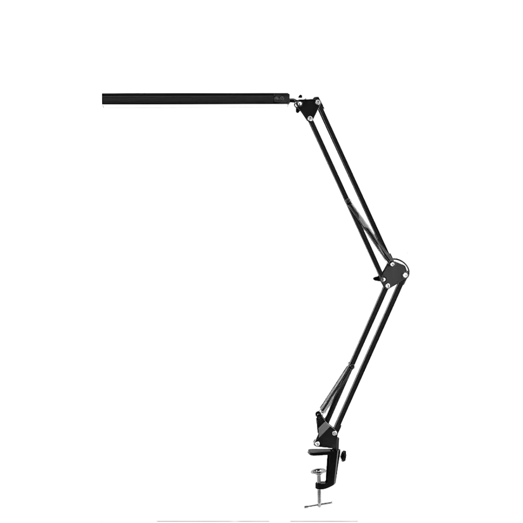 LED Desk Lamp Long Arm Foldable Clamp Light Adjustable Eye Caring Lamp 3 Color Modes Dimmable Reading Study Office Black 37×37×32.6cm