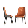 Dining Chairs Set of 2 43.5x45cm Microfiber Leather Luxury Kitchen Chairs with Lion Knocker Orange