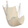 Hammock Chair Outdoor Swing Seat Portable Fabric Hanging Chair with Storage Bag Anti Rollover Design White 130x100cm