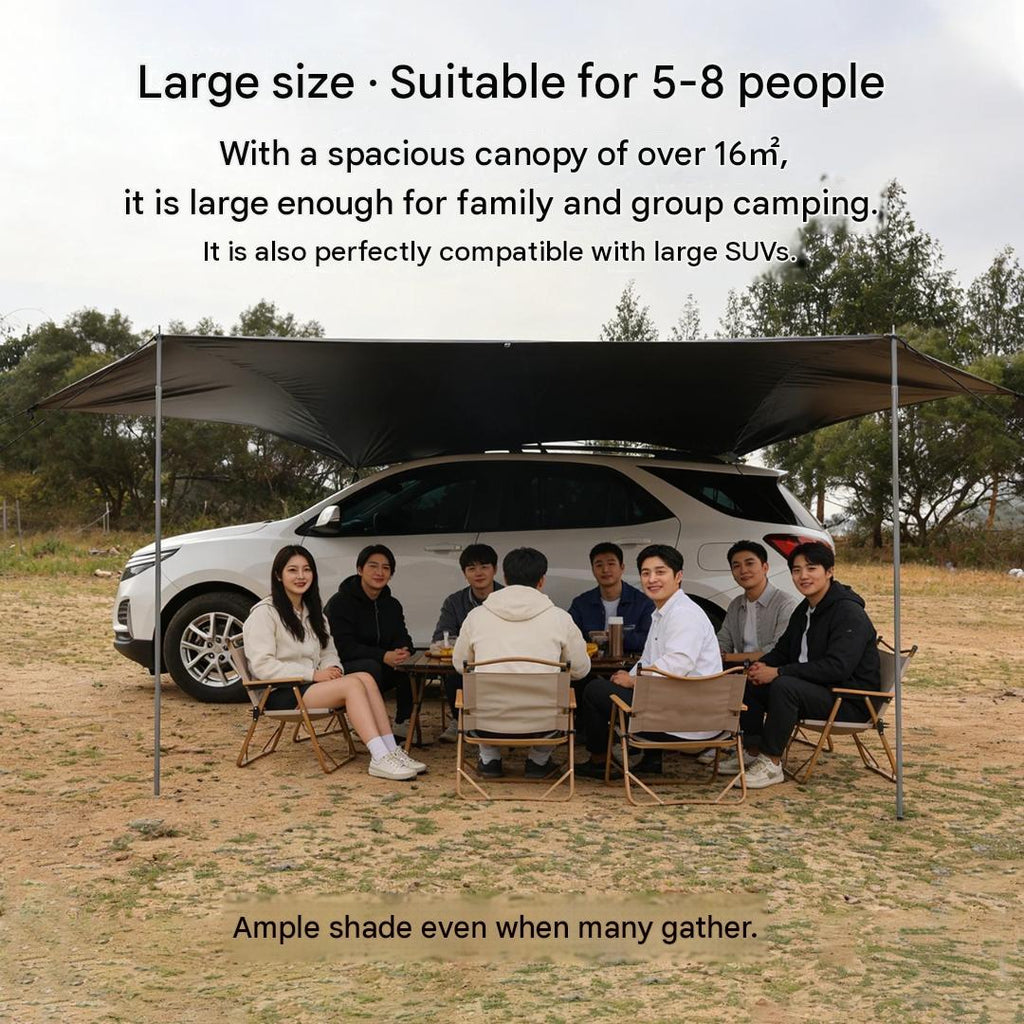 4 × 2.5m Car Side Sunshade Awning Tarp 210D Waterproof Black Coated SUV Camping Canopy Shelter Cloth Only