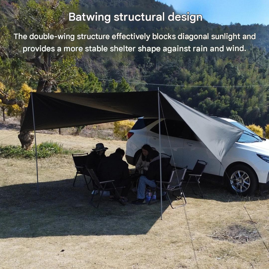 4 × 2.5m Car Side Sunshade Awning Tarp Set 210D Waterproof Black Coated SUV Camping Canopy Shelter Outdoor