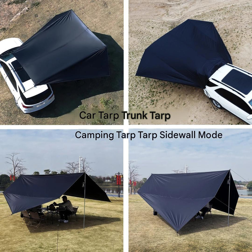 4 × 2.5m Car Side Sunshade Awning Tarp Set 210D Waterproof Black Coated SUV Camping Canopy Shelter Outdoor