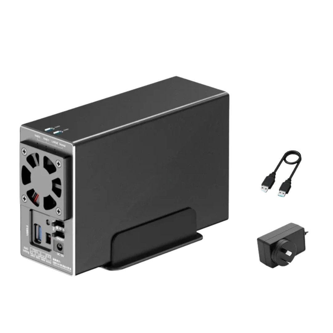 Dual Bay HDD Enclosure SATA RAID Hard Drive Docking Station for 6.35cm & 8.89cm Drives External Storage Case