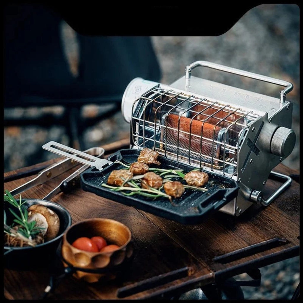 Portable Outdoor Gas Mini Heater Camping Fishing Stove Heater Car Travel Warmer Silver 24.5 × 20 × 18cm