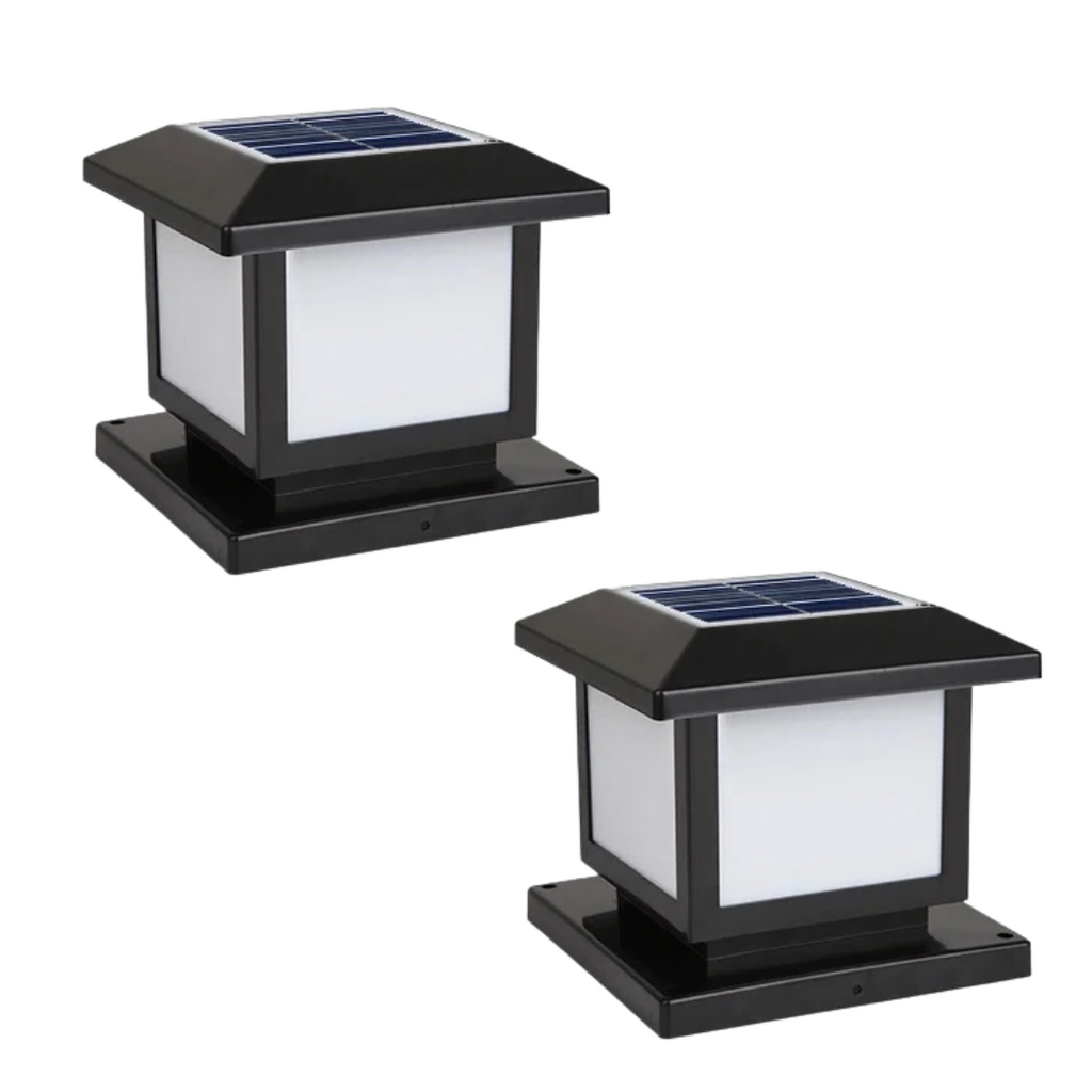 2 Pack Solar LED Outdoor Landscape Pillar Lamps Waterproof Garden Lights Classical Style Remote Control Solar Lights 15×15×14.5cm
