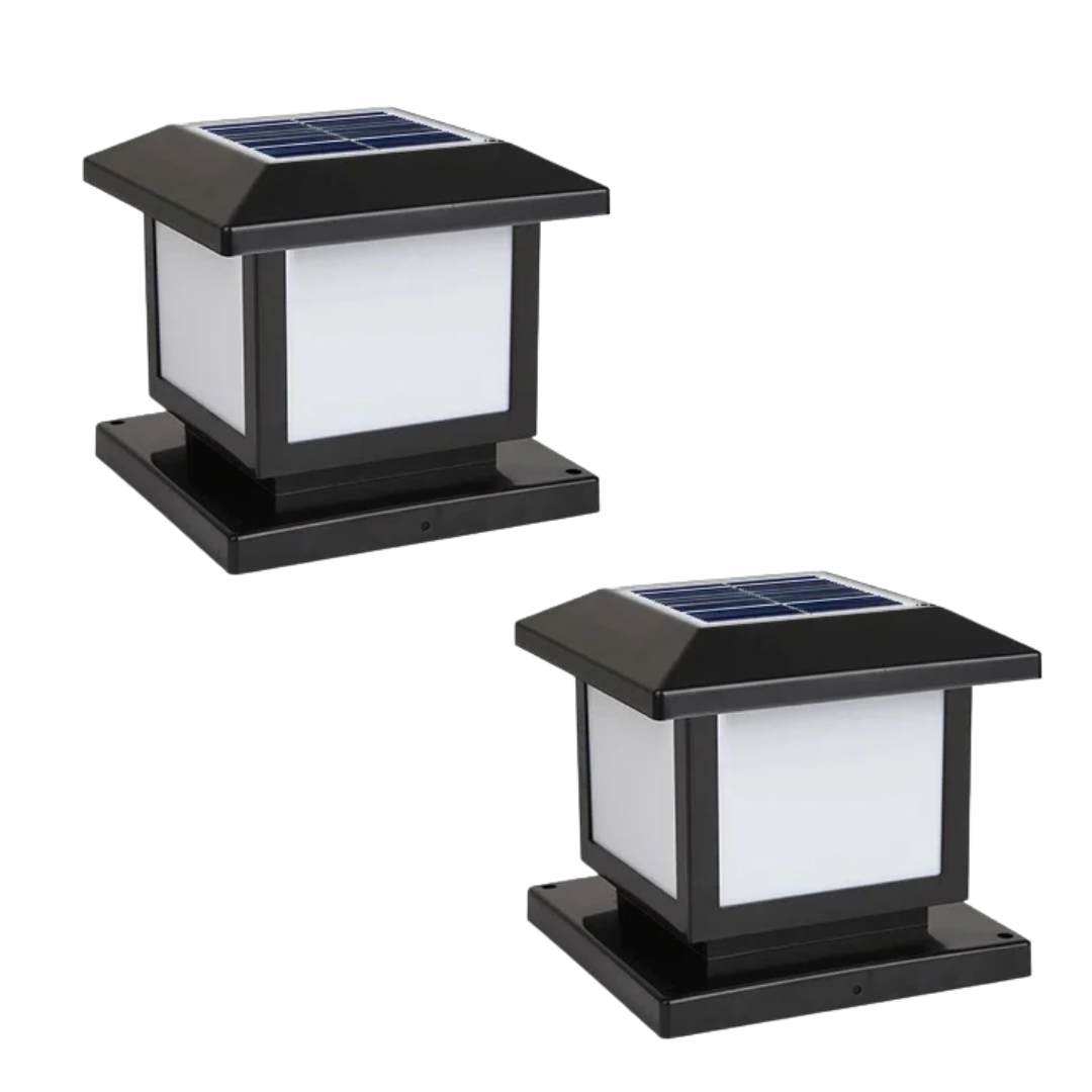2 Pack Solar LED Outdoor Landscape Pillar Lamps Waterproof Garden Lights Classical Style Remote Control Solar Lights 15×15×14.5cm