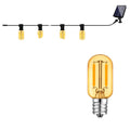 Outdoor Solar String Lights E12 Glass T22 Amber LED Retro Bulbs Waterproof Patio Garden Backyard Bistro 7.6m 10 Bulbs