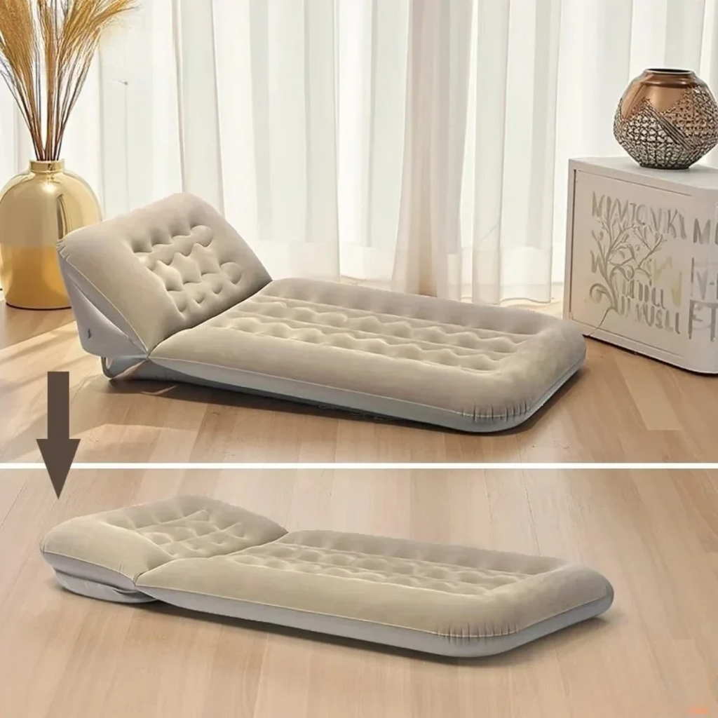 Foldable Interior Air Mattress Inflatable Adjustable Sofa Bed Brown with Hand Pump