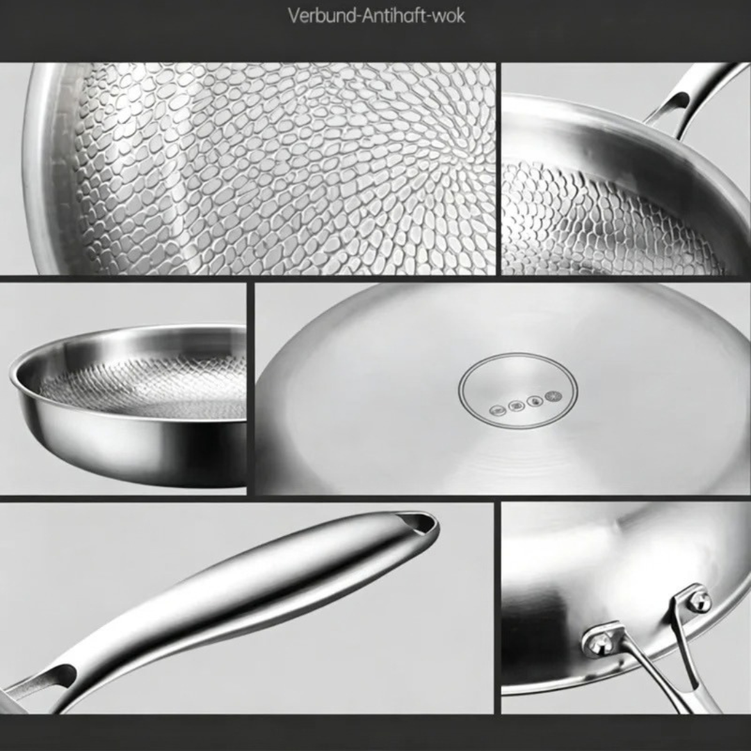 22cm Pure Titanium Frying Pan Non Stick Uncoated Fish Scale Hammer Pattern Titanium Alloy Cookware Kitchen Skillet