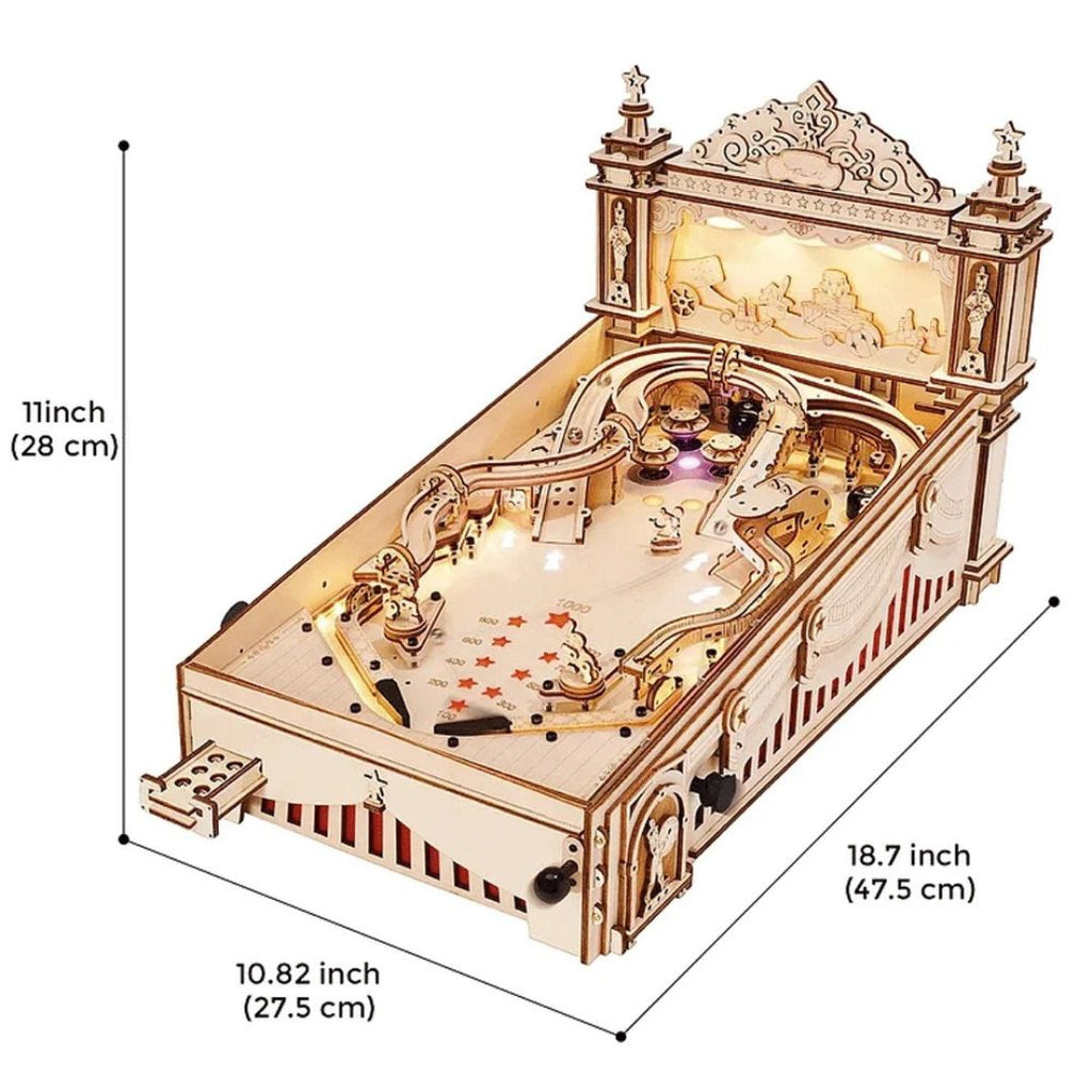 3D Wooden Pinball Puzzle DIY Vintage Style Mechanical Pinball Game EG01 27.5x47.5x28cm Family Fun