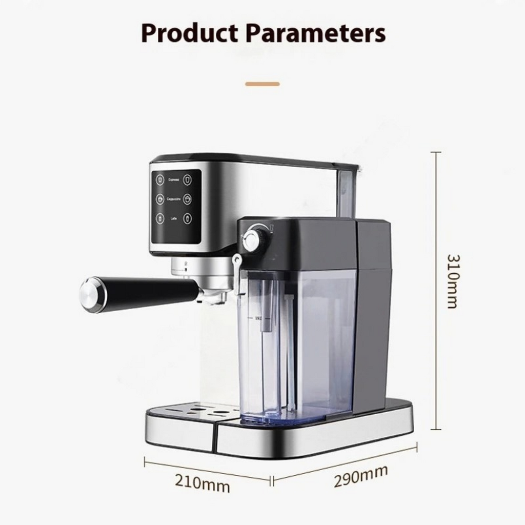 20 Bar Semi Automatic Espresso Coffee Machine Stainless Steel Electric Portable Household Coffee Maker 29×21×31cm