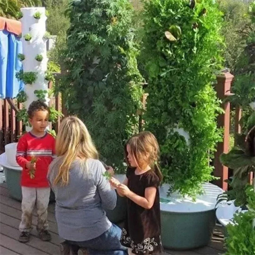 Hydroponic Tower Garden 165x53cm Vertical Soilless Growing System for Vegetables Herbs and Indoor Gardening