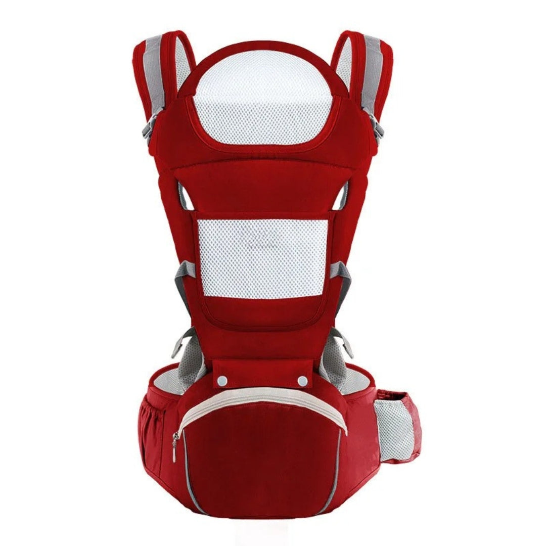 Ergonomic Baby Carrier Multifunctional Waist Stool Infant Toddler Kangaroo Bag Adjustable Front Back Carry Cotton Red