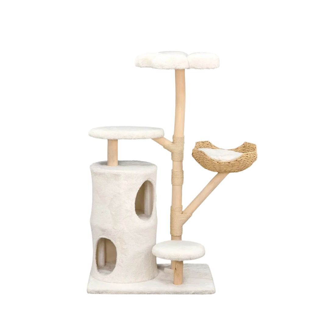 Indoor Cat Tower Tree 56 Tall Multi Level Vertical Cat Tree Activity Tower for Multi cat Households Cat White 76.5x142cm