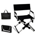 Foldable Outdoor Director's Chair Aluminium Alloy Camping Beach Fishing Hiking Picnic Chair Black 55 × 50 × 82cm