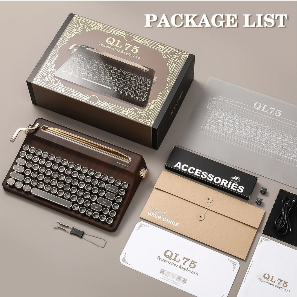 Mechanical Keyboard Wireless QMK VIA RGB Wood Grain for Mac & Windows with Cocoa Cream Linear Switches