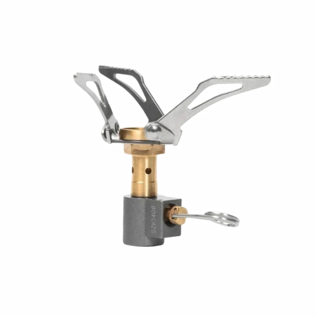 3000W Mini Camping Gas Stove 48g Portable Pocket Burner Folding Outdoor Cooker Hiking Picnic Cooking Furnace Cloud Wing Silver Grey 8.5×6.5cm
