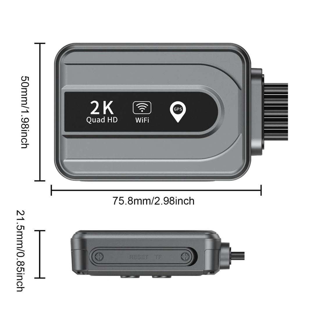 Dual 2K Motorcycle Dash Camera Front and Rear WiFi GPS Waterproof DVR with 256GB Memory Card