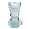 Ergonomic Baby Carrier Multifunctional Waist Stool Infant Toddler Kangaroo Bag Adjustable Front Back Carry Cotton Green