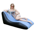 Inflatable Deck Chair Blue Portable Garden Sofa for Indoor and Outdoor Use