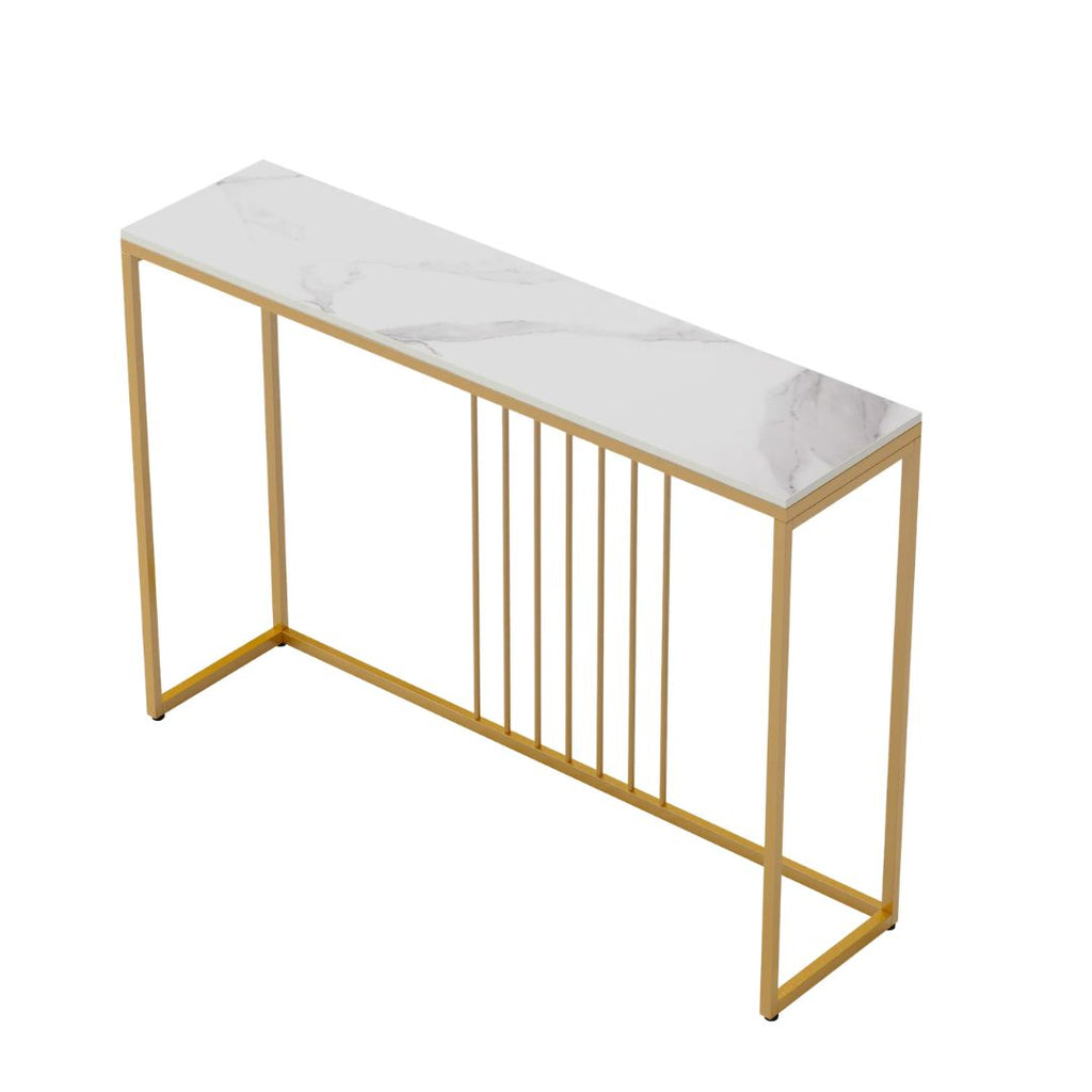 Console Table with Storage Shelf Entryway Sofa Table Narrow Hall Table Modern Living Room Furniture Design White & Gold 100x30x78.5cm