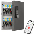Key Lock Box 32 Key Wall Mounted Storage Cabinet with Bluetooth App Access OTP and PIN Code Unlocking Black