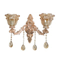 Antique Crystal Glass Wall Lamp Brass Gold Wall Sconce Light with Flower Lampshade for Entrance Bedroom Hallway Decorative Amber 52x32cm