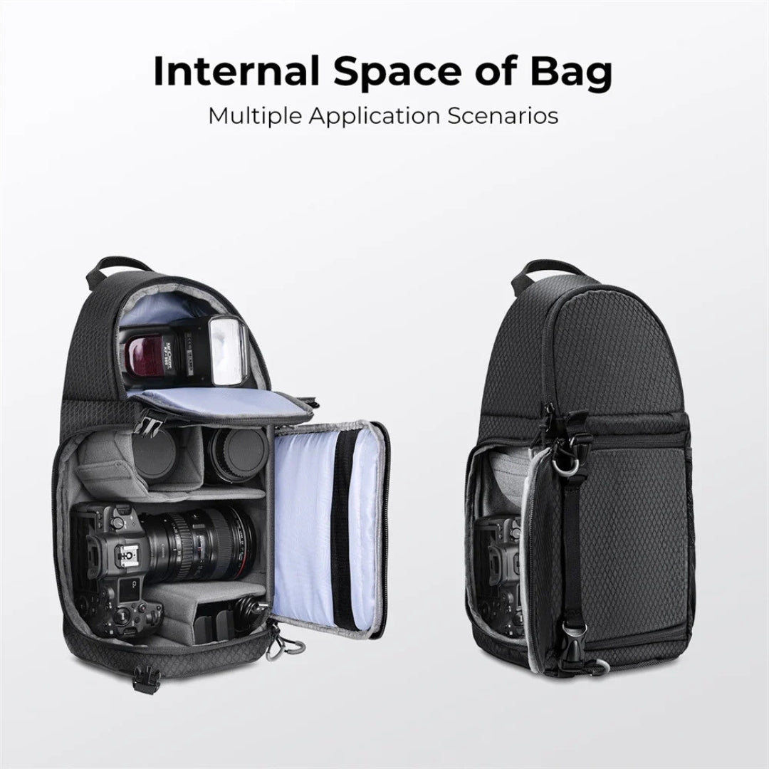 10L Waterproof Camera Bag Photography Backpack DSLR SLR Sling Case for Cameras Lenses Accessories Storage Black