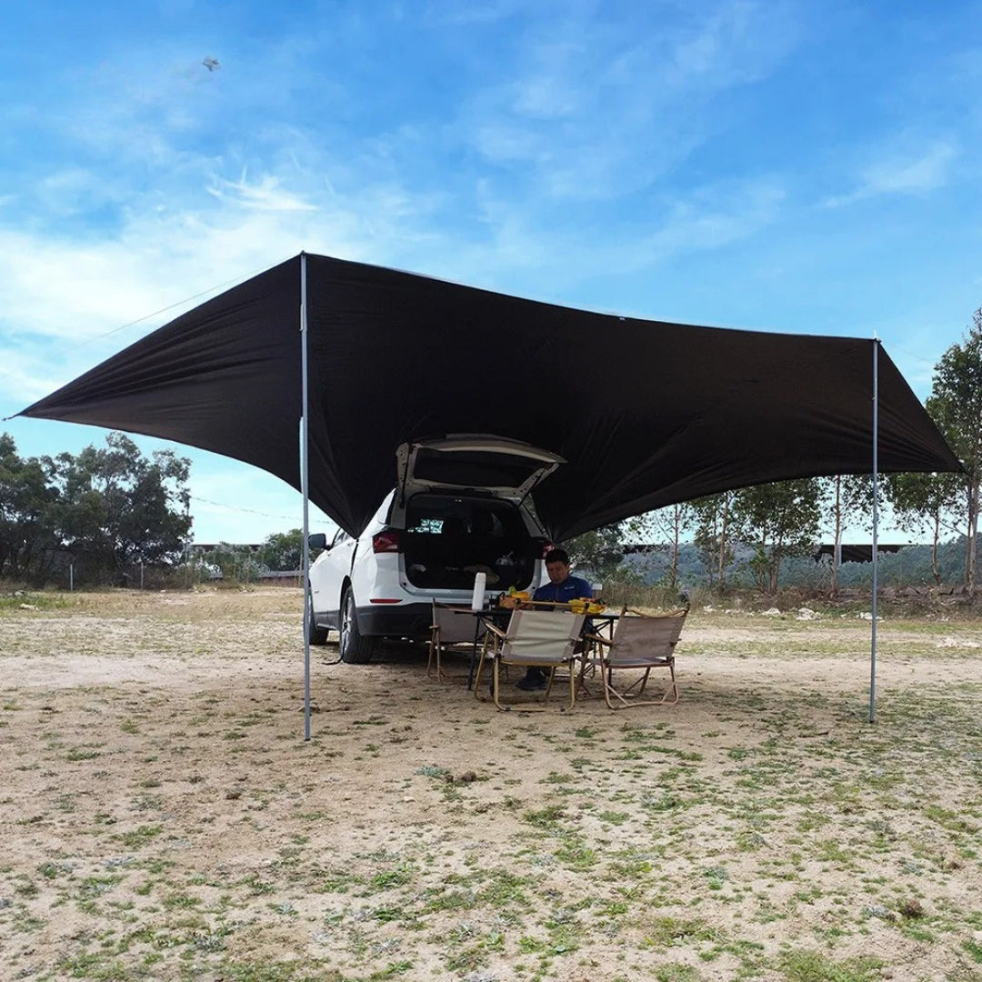 4 × 2.5m Car Side Sunshade Awning Tarp 210D Waterproof Black Coated SUV Camping Canopy Shelter Cloth Only