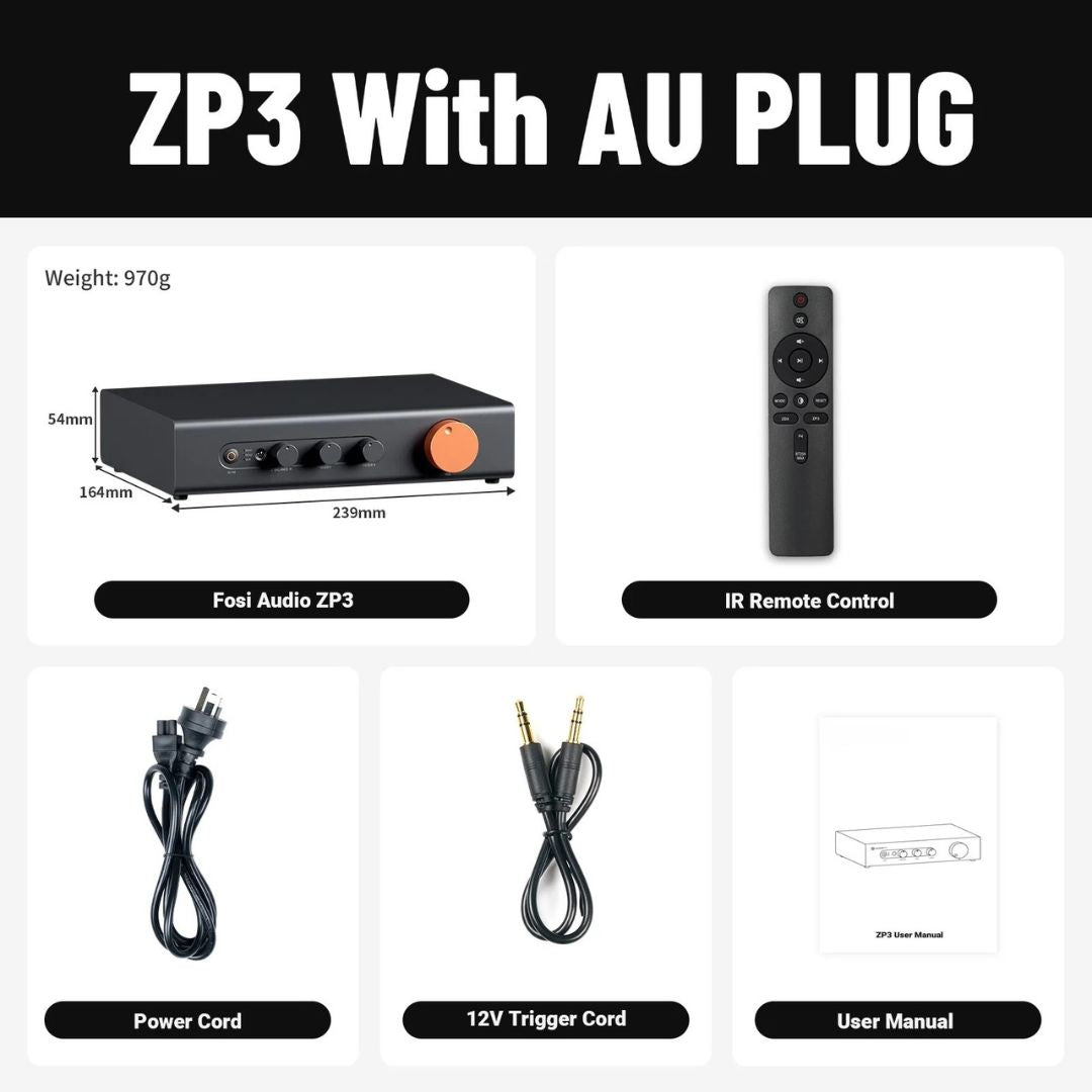 HiFi Preamplifier ZP3 3 In 3 Out XLR RCA Sub Out Tone Control HPF Audio Preamp AU Plug 23.9x16.4x5.4cm