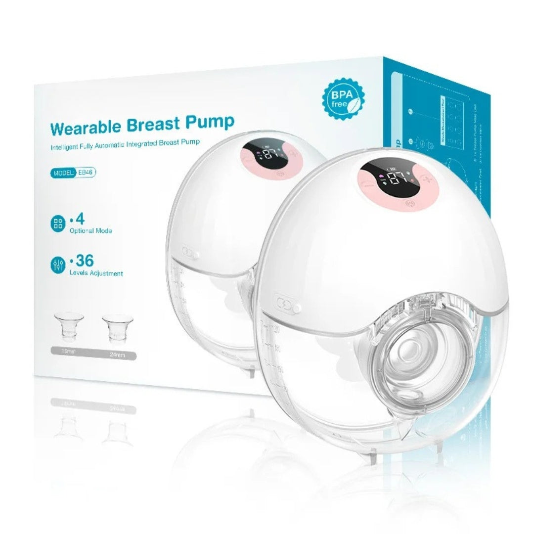 Hands Free Electric Breast Pump Wearable Milk Collector Lightweight Portable Pump with LED Display 4 Modes 36 Levels Pink