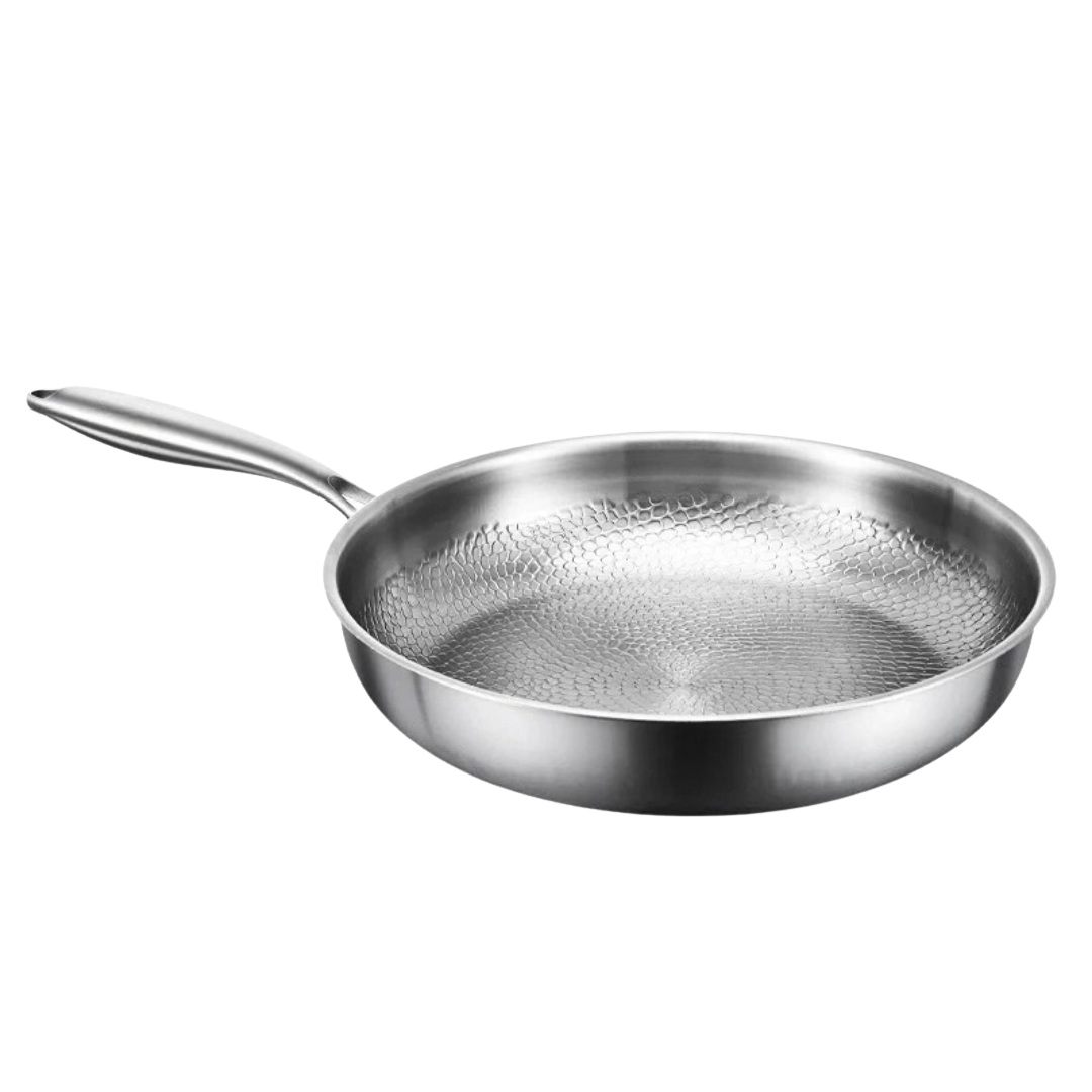 28cm Pure Titanium Frying Pan Non Stick Uncoated Fish Scale Hammer Pattern Titanium Alloy Cookware Kitchen Skillet