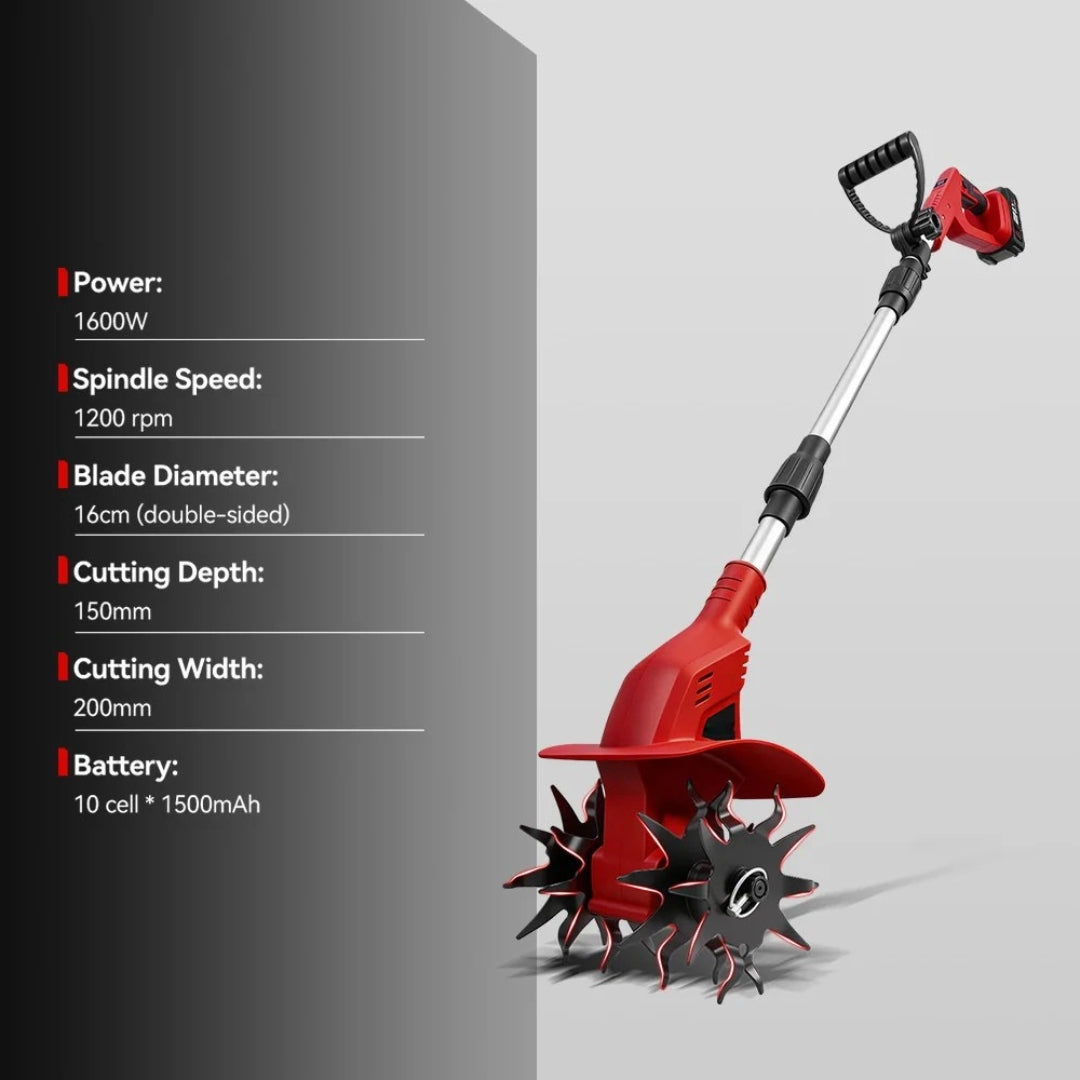 1600W Brushless Electric Rototiller Cultivator Cordless Garden Tiller Lawn Scarifier Tool for Makita Battery No Battery