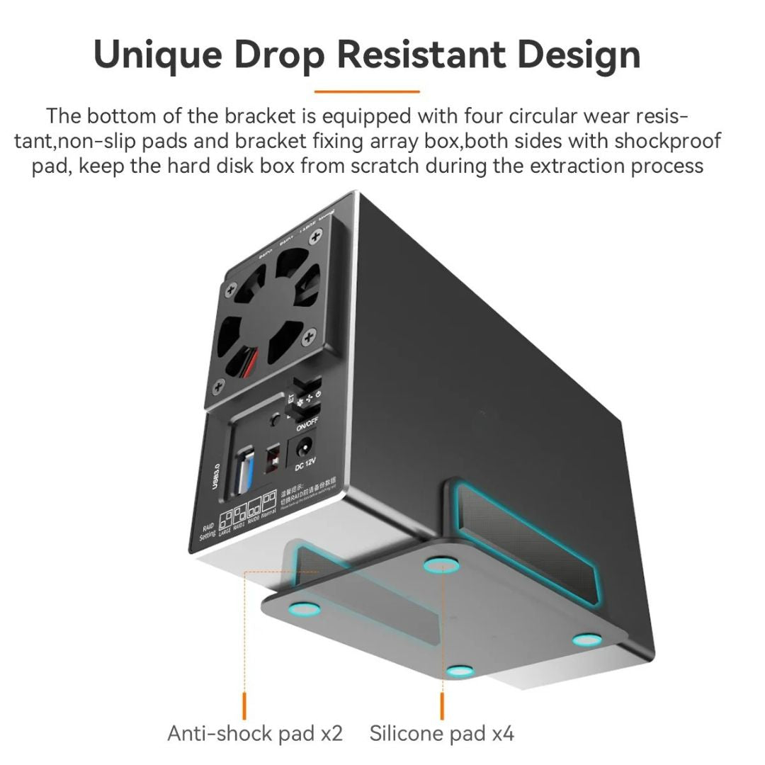 Dual Bay HDD Enclosure SATA RAID Hard Drive Docking Station for 6.35cm & 8.89cm Drives External Storage Case