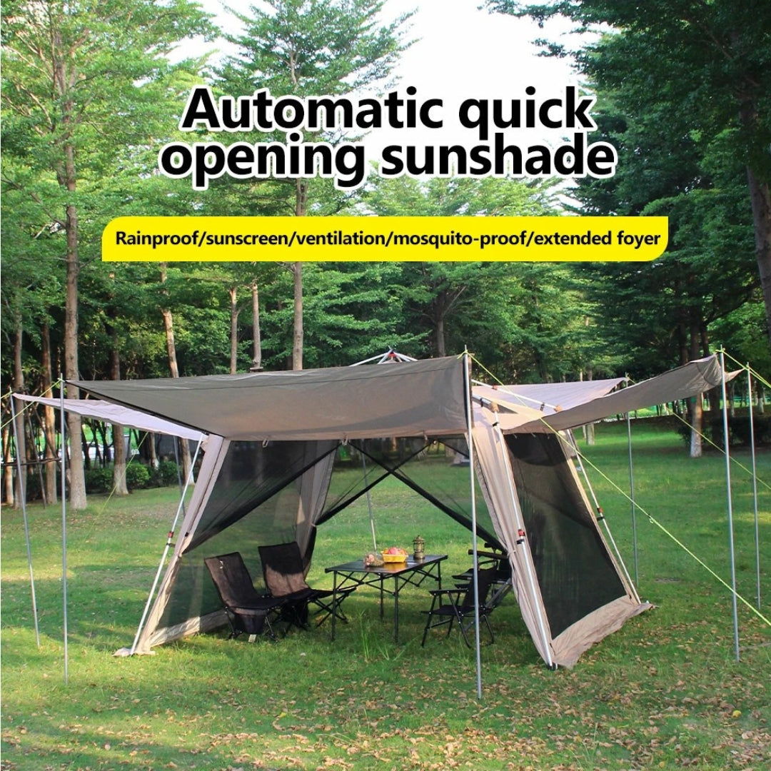 Automatic Quick Open Camping Tent Waterproof Sunshade Canopy Aluminium Poles Mosquito Net Outdoor Shelter Grey 310 × 310 × 210cm