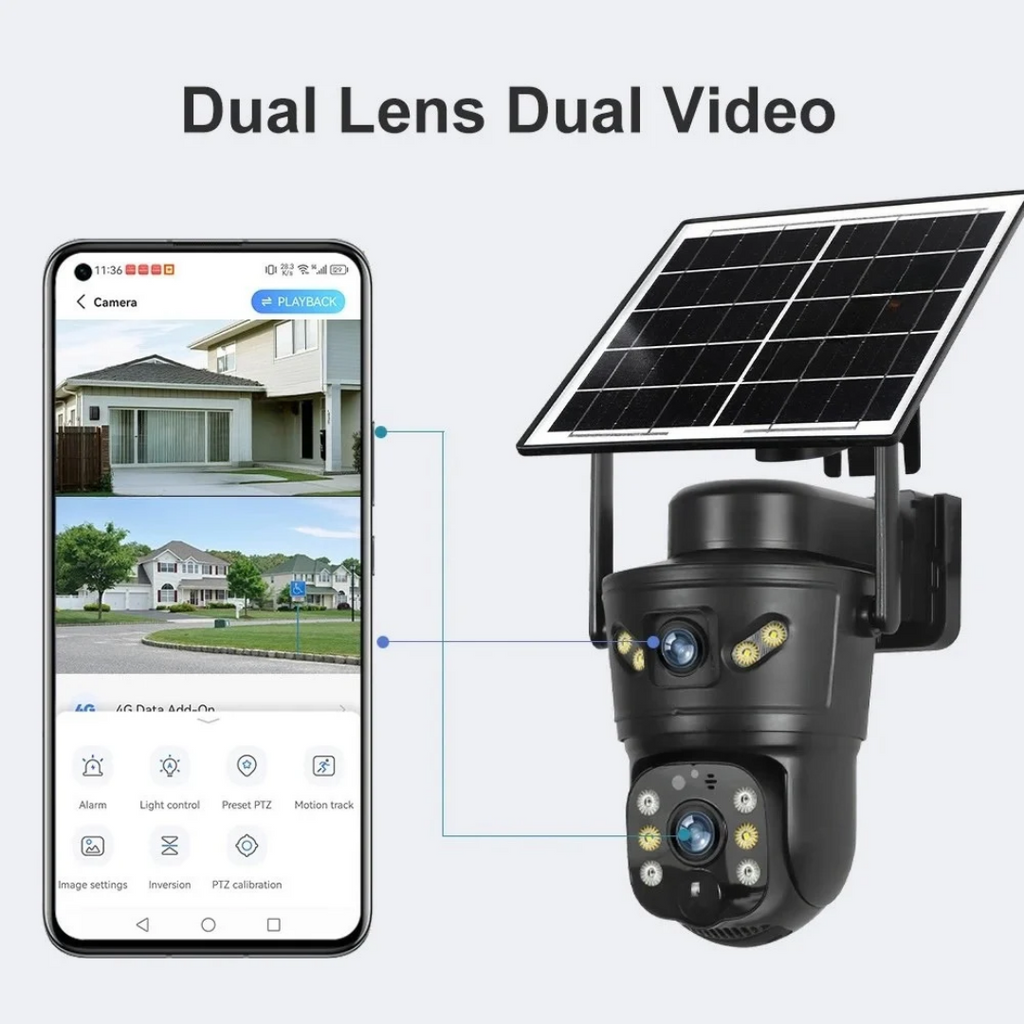 LS VISION 8MP Dual Lens Outdoor Solar Security Camera WiFi with 128GB Storage