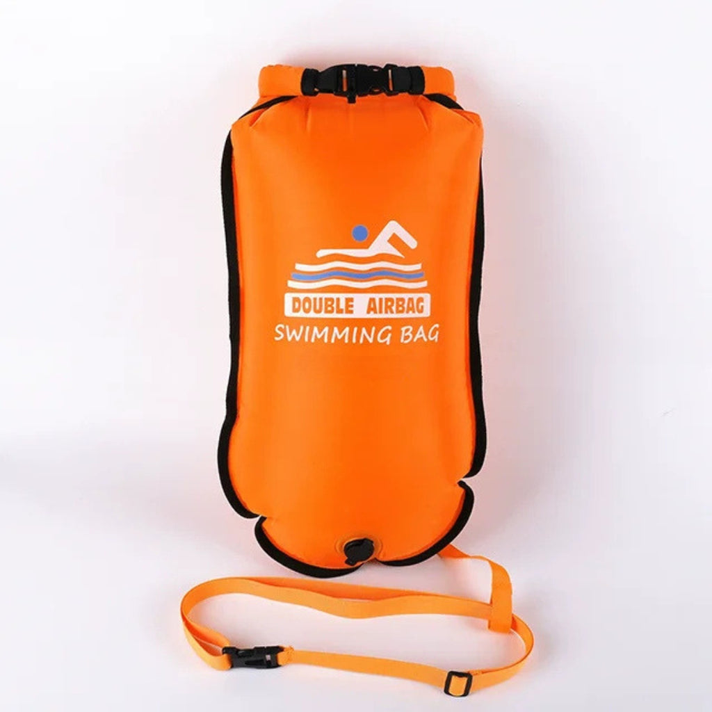 20L Inflatable Swimming Buoy Double Airbag Tow Float Water Sport Swim Safety Buoy Dry Bag Pool Training Orange