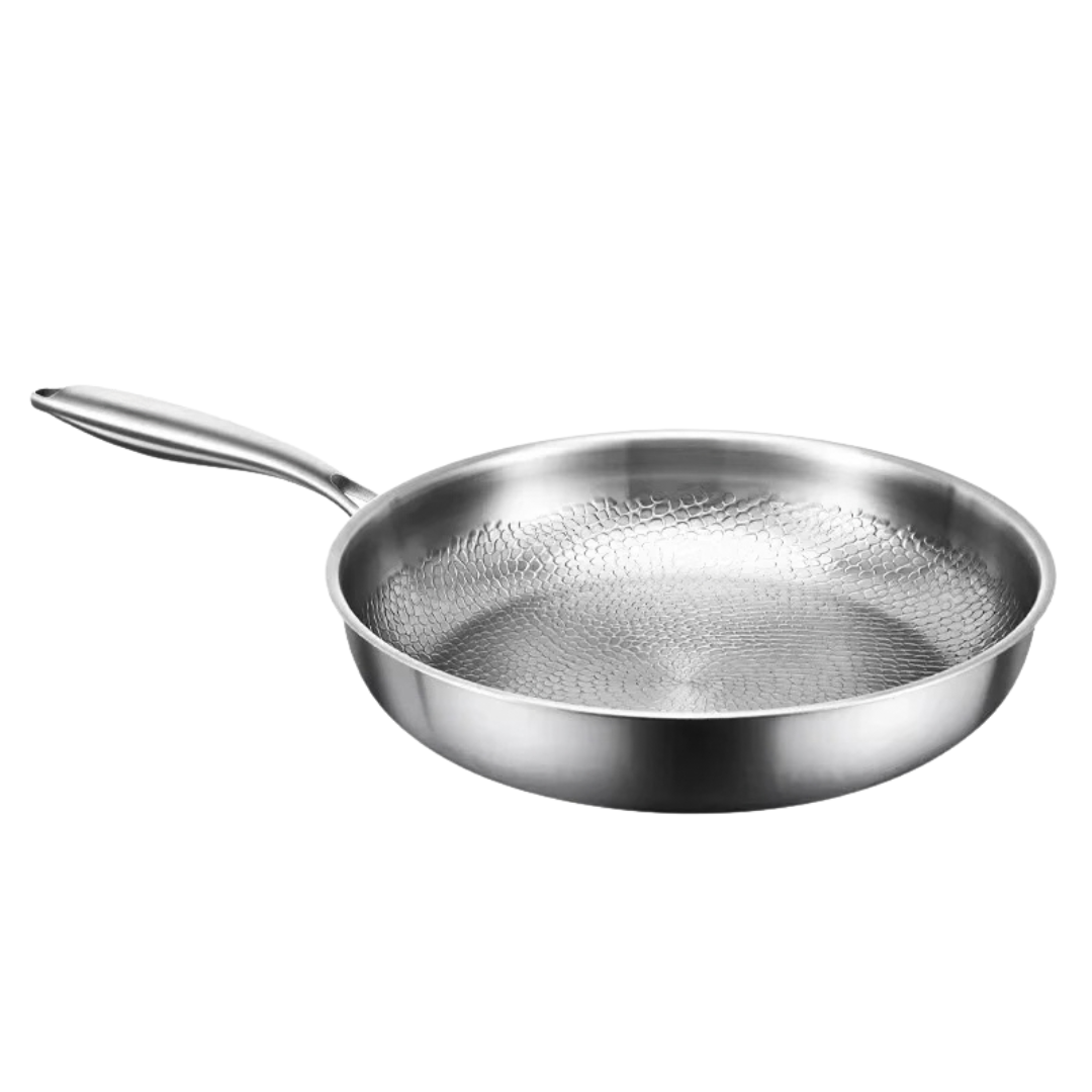 22cm Pure Titanium Frying Pan Non Stick Uncoated Fish Scale Hammer Pattern Titanium Alloy Cookware Kitchen Skillet