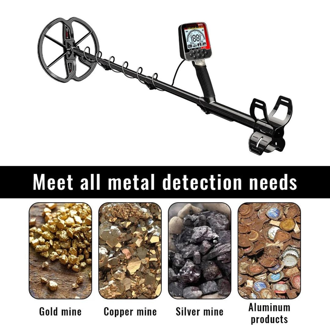 Portable Metal Detector TX-W55 with Digging Shovel IP68 Waterproof LCD Display 4 Modes 24x6x6cm