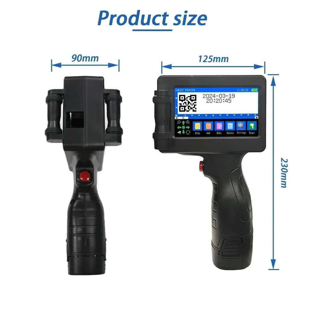 Handheld Inkjet Printer 12.7mm Portable 600DPI QR Barcode Logo Date Printer AU Plug No Ink Included