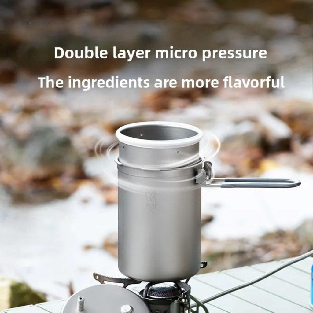 Titanium Pressure Cooker Outdoor Camping Pot Lightweight High Altitude Cooking Rice Cooker 15.5 × 10 × 24cm