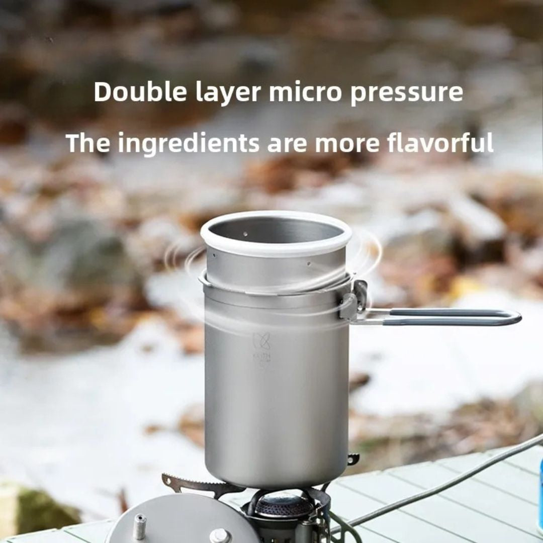 Titanium Pressure Cooker Outdoor Camping Pot Lightweight High Altitude Cooking Rice Cooker 15.5 × 10 × 24cm