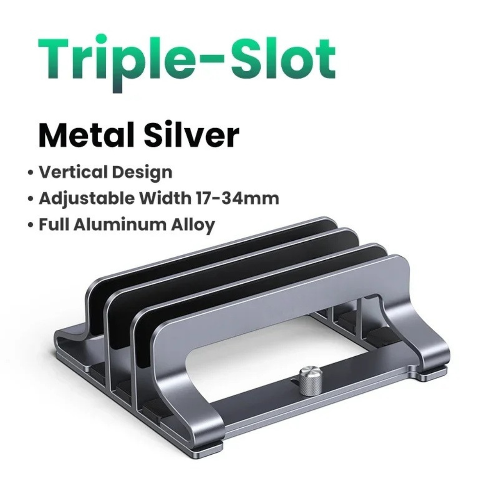 Vertical Laptop Stand Aluminum Holder for MacBook Pro Air Notebook Tablet Phone Support Triple Slots Portable Desktop Stand