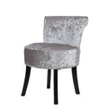 Velvet Vanity Stool Chair 70x48.5cm Padded Accent Chair with Wood Legs Grey Makeup Dressing Stool
