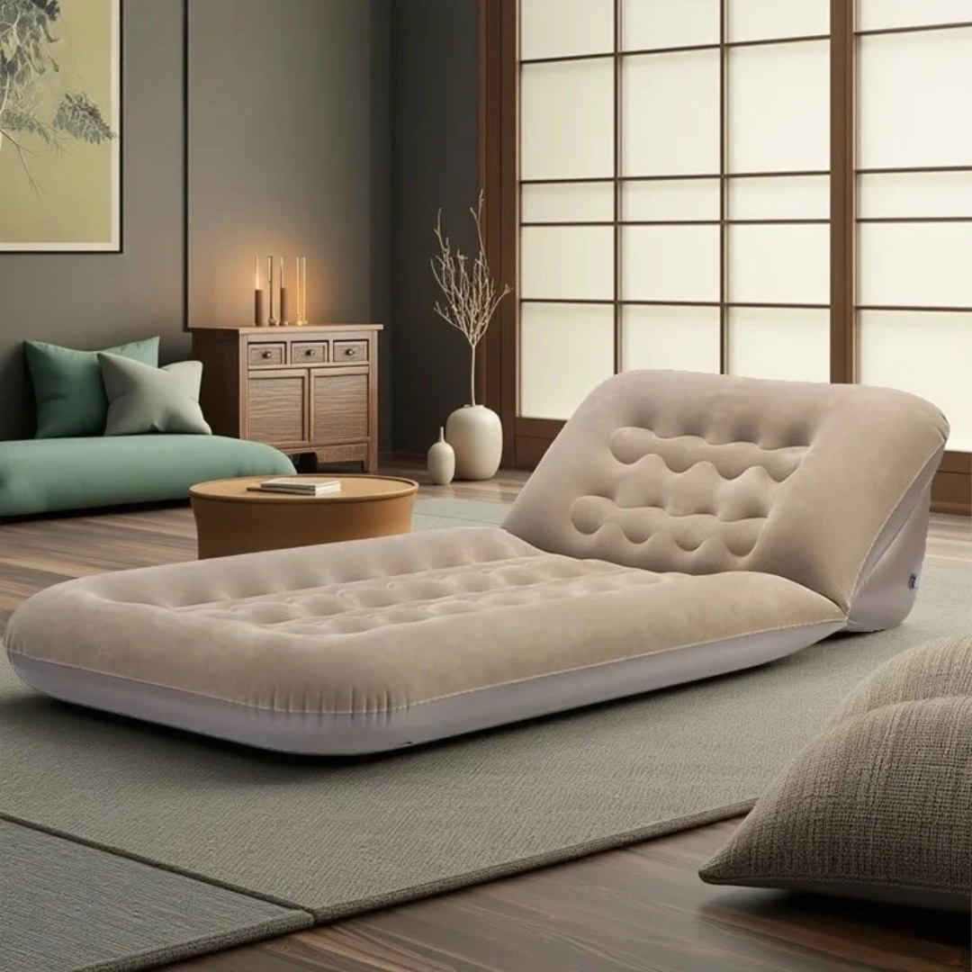 Foldable Interior Air Mattress Inflatable Adjustable Sofa Bed Brown with Hand Pump