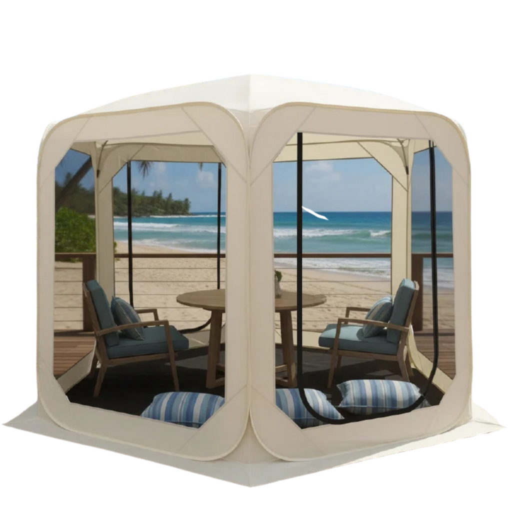Portable UV Protective Pop-Up Screen Tent Sunshade Beige 300x300x230 cm