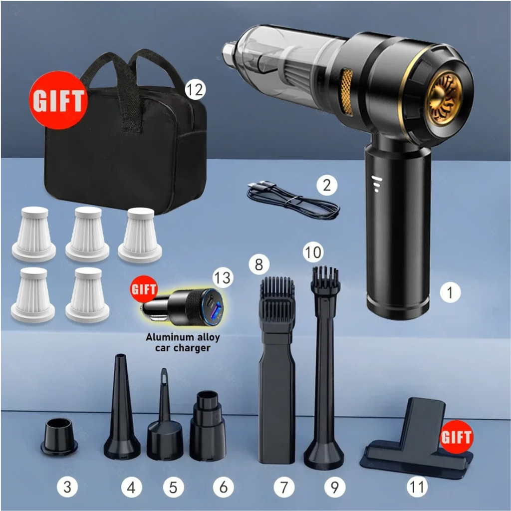 998000Pa Cordless Car Vacuum Cleaner Powerful Suction Portable Handheld Wireless Auto Cleaning Machine Ultra Black 5 HEPA